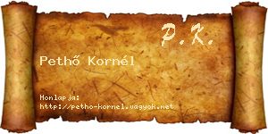 Pethő Kornél névjegykártya